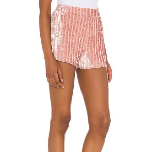 NEW Lovers + Friends Nicola Velour Shorts in blush - Picture 3 of 6